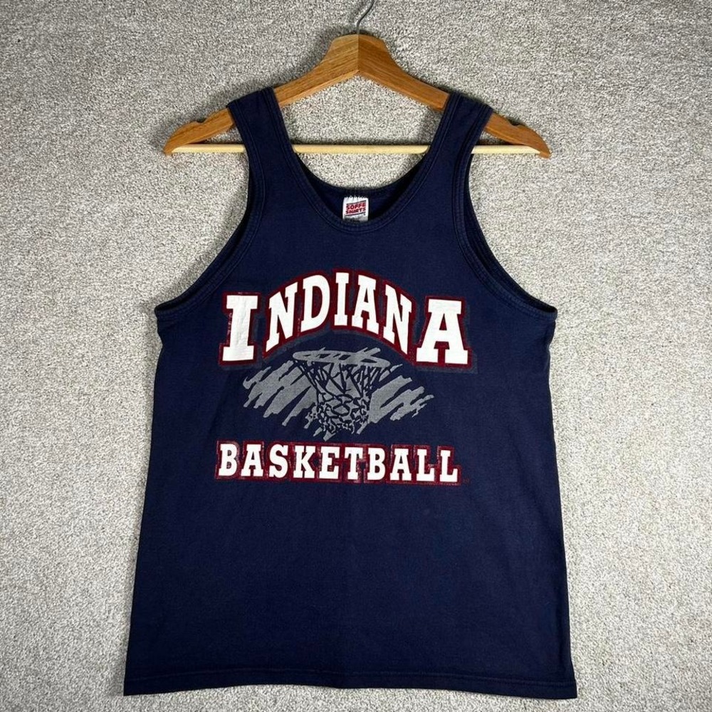 Vintage 90s Indiana University Hoosiers basketball navy blue tank top